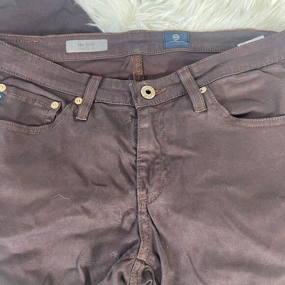 AG Adriano Goldschmied The Stilt Cigarette Leg Brown Pants Sz 29 - Picture 2 of 12